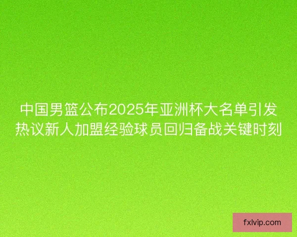 中国男篮公布2025年亚洲杯大名单引发热议新人加盟经验球员回归备战关键时刻