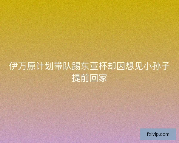 伊万原计划带队踢东亚杯却因想见小孙子提前回家